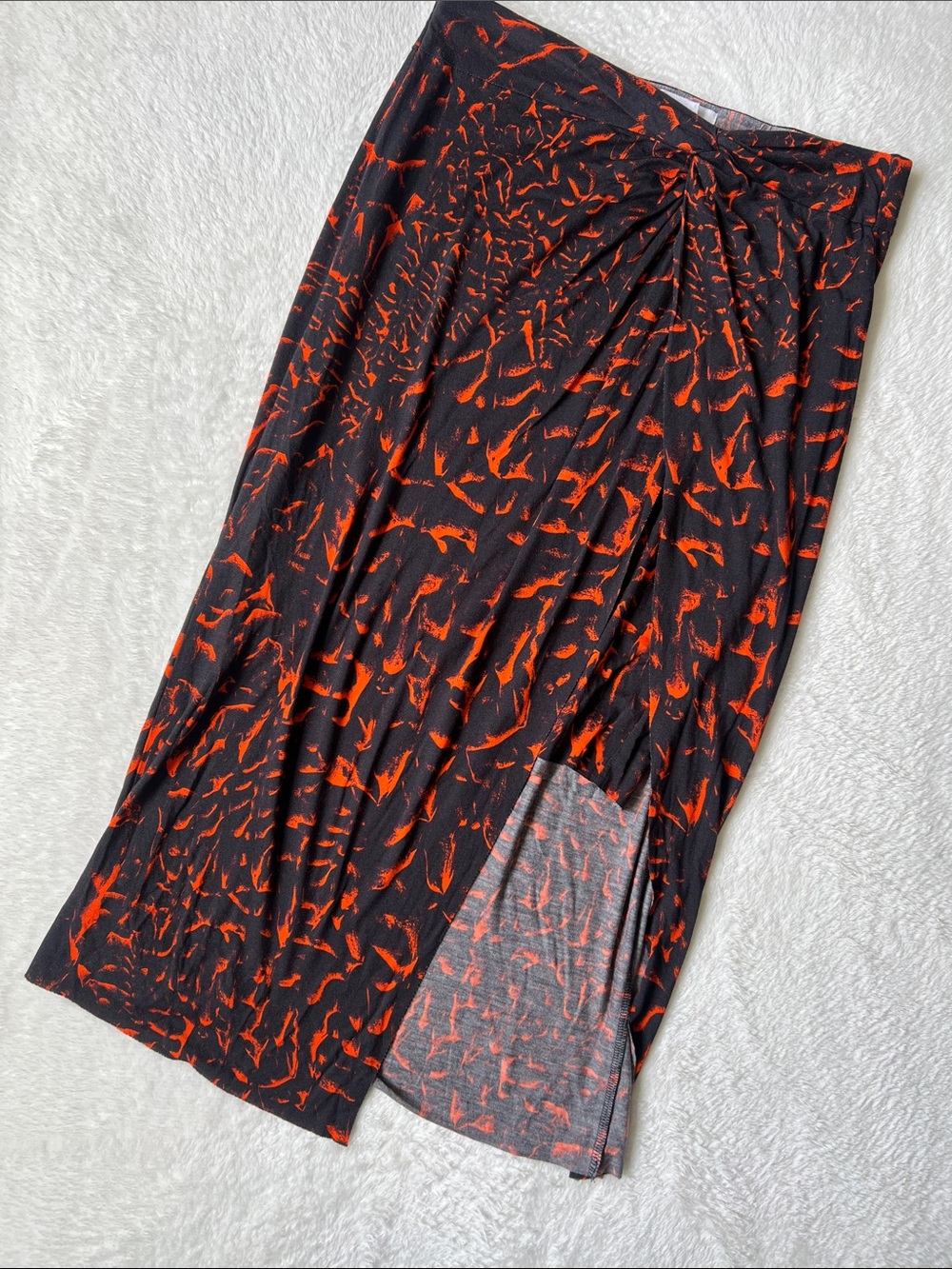 Helmut Lang Black Skirt with Orange Abstract Print